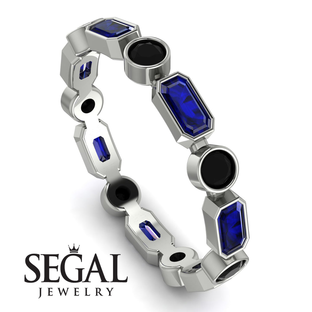 Emerald Cut Sapphire Bezel Eternity Ring - Genevieve No. 45