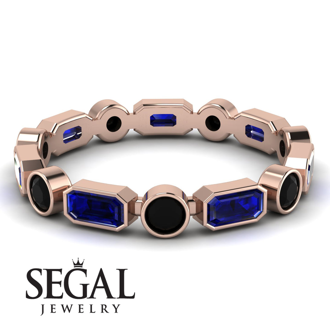 Emerald Cut Sapphire Bezel Eternity Ring - Genevieve No. 44