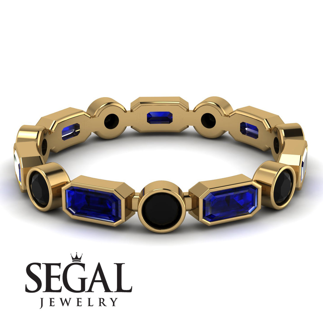 Emerald Cut Sapphire Bezel Eternity Ring - Genevieve No. 43