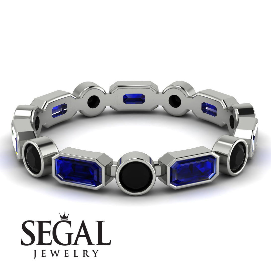 Emerald Cut Sapphire Bezel Eternity Ring - Genevieve No. 45