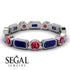 Emerald Cut Sapphire Bezel Eternity Ring - Genevieve No. 60
