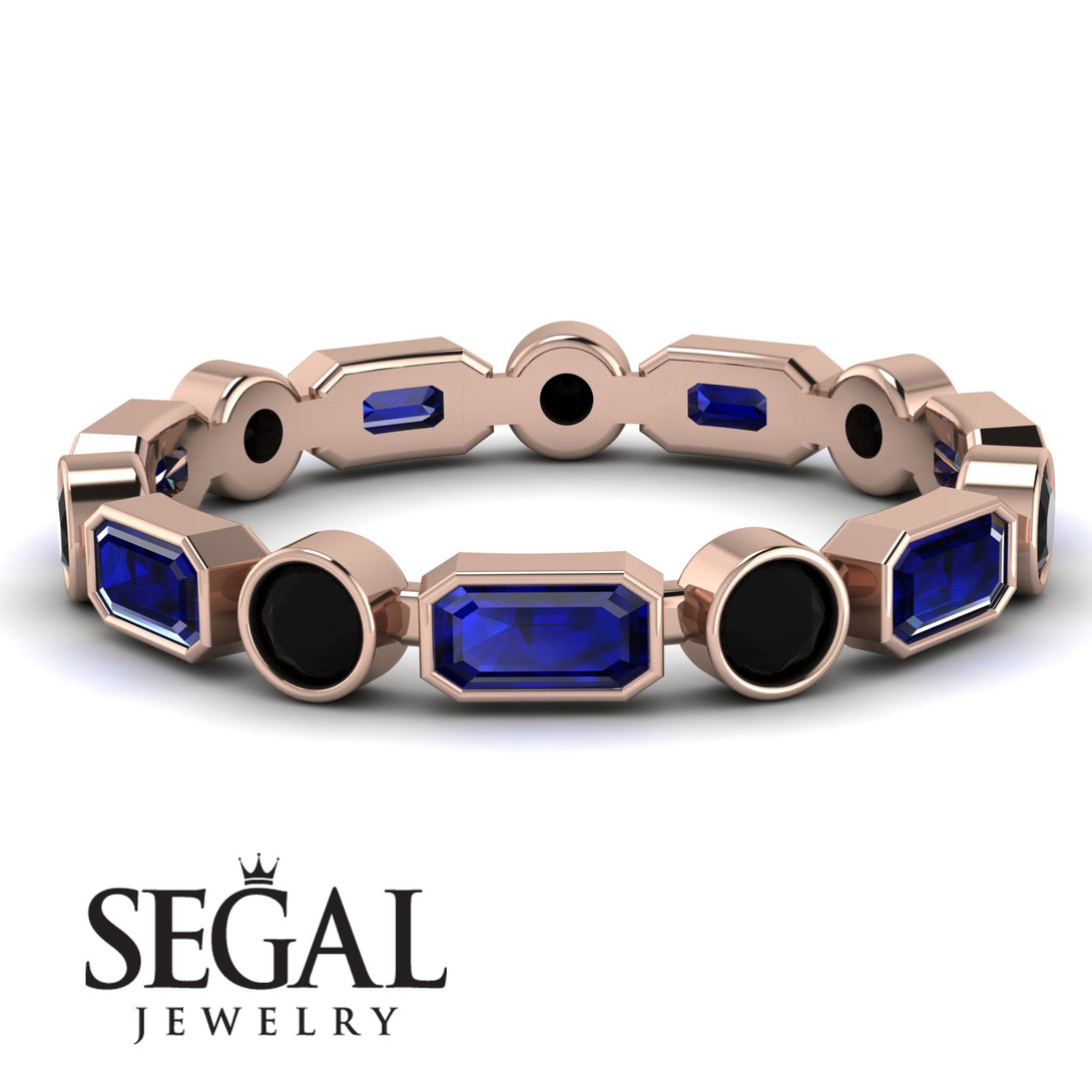 Emerald Cut Sapphire Bezel Eternity Ring - Genevieve No. 44