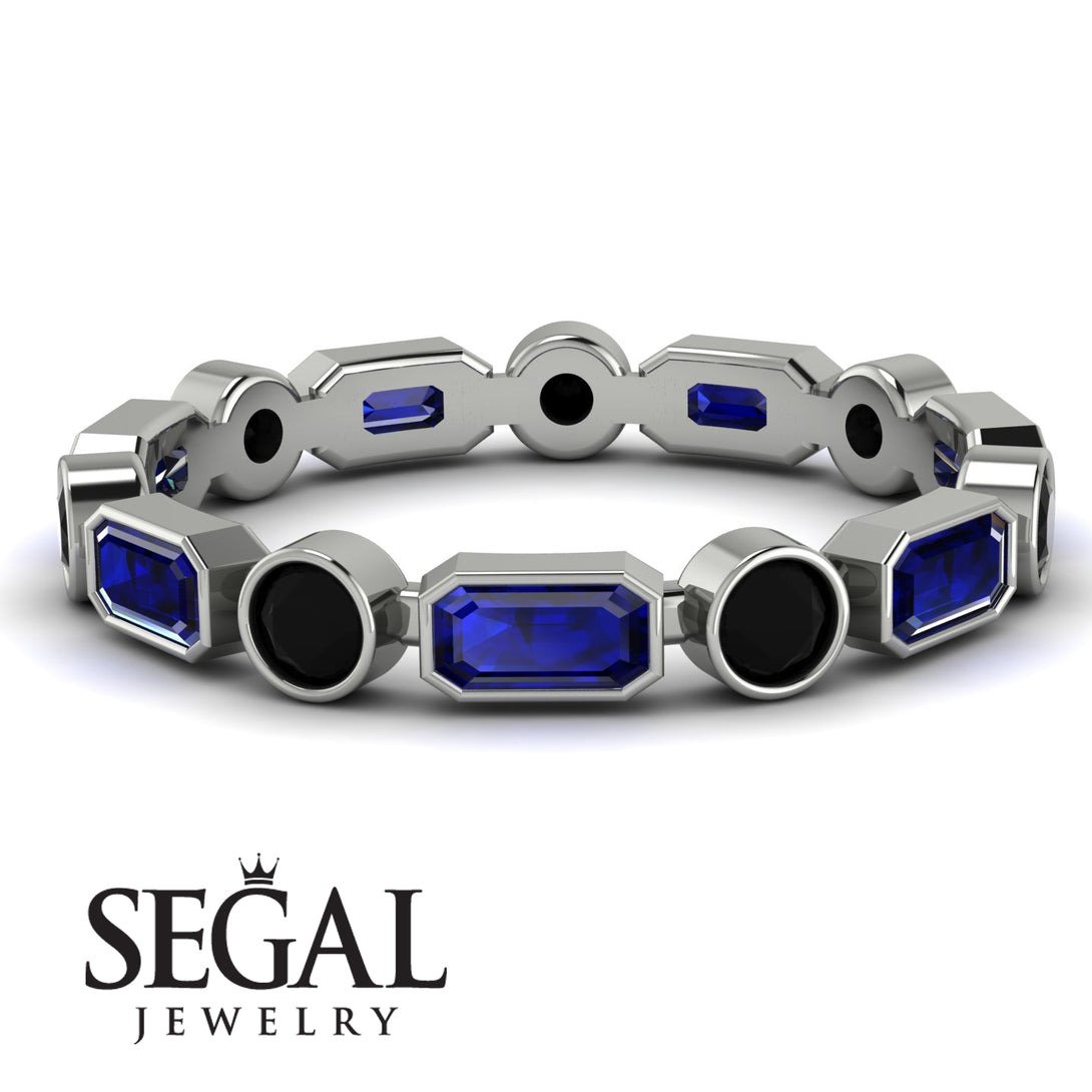 Emerald Cut Sapphire Bezel Eternity Ring - Genevieve No. 45
