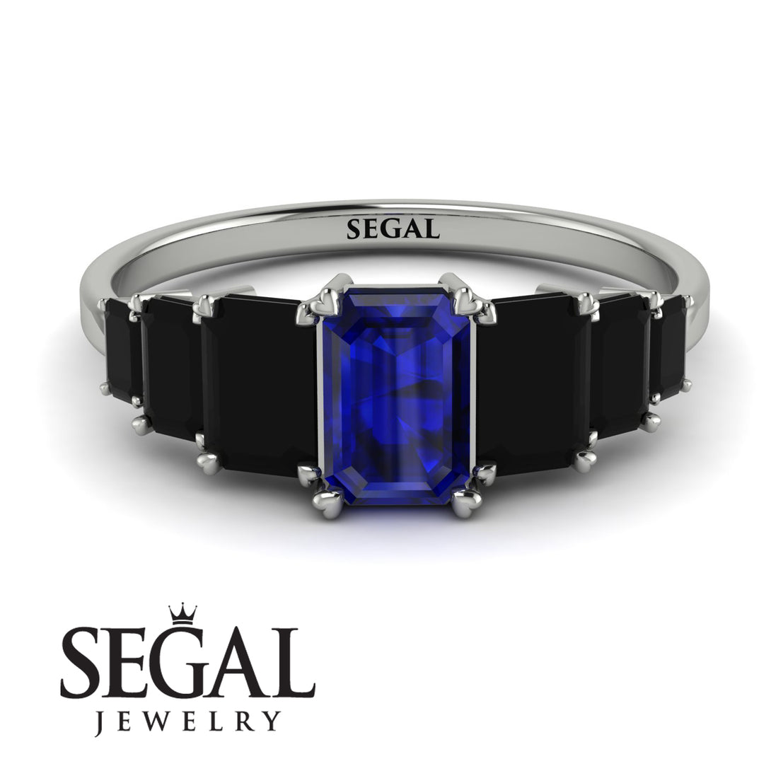 Emerald Cut Sapphire Geometrical Ring - Briella No. 45