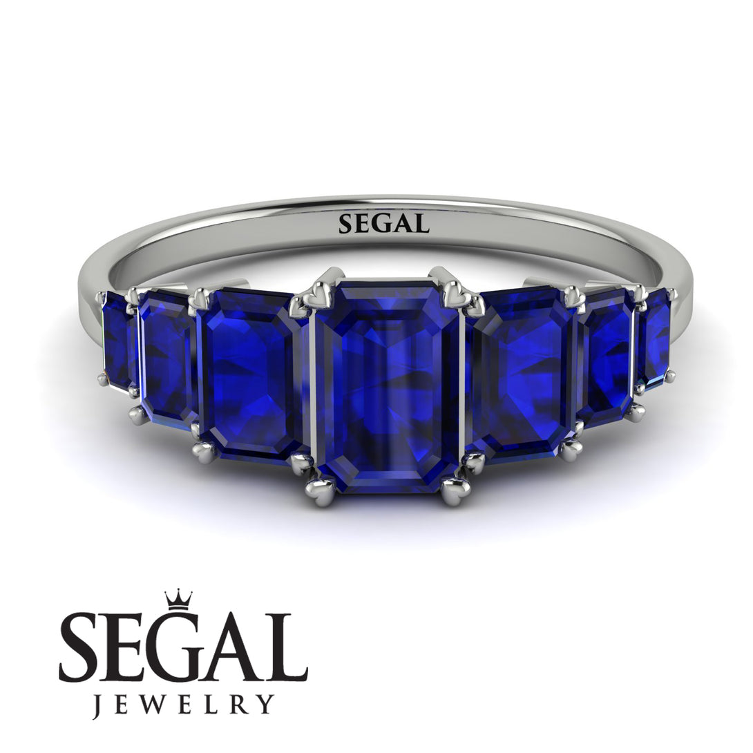 Emerald Cut Sapphire Geometrical Ring - Briella No. 75