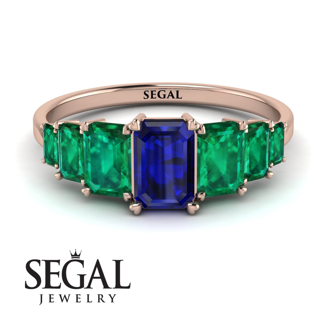 Emerald Cut Sapphire Geometrical Ring - Briella No. 29