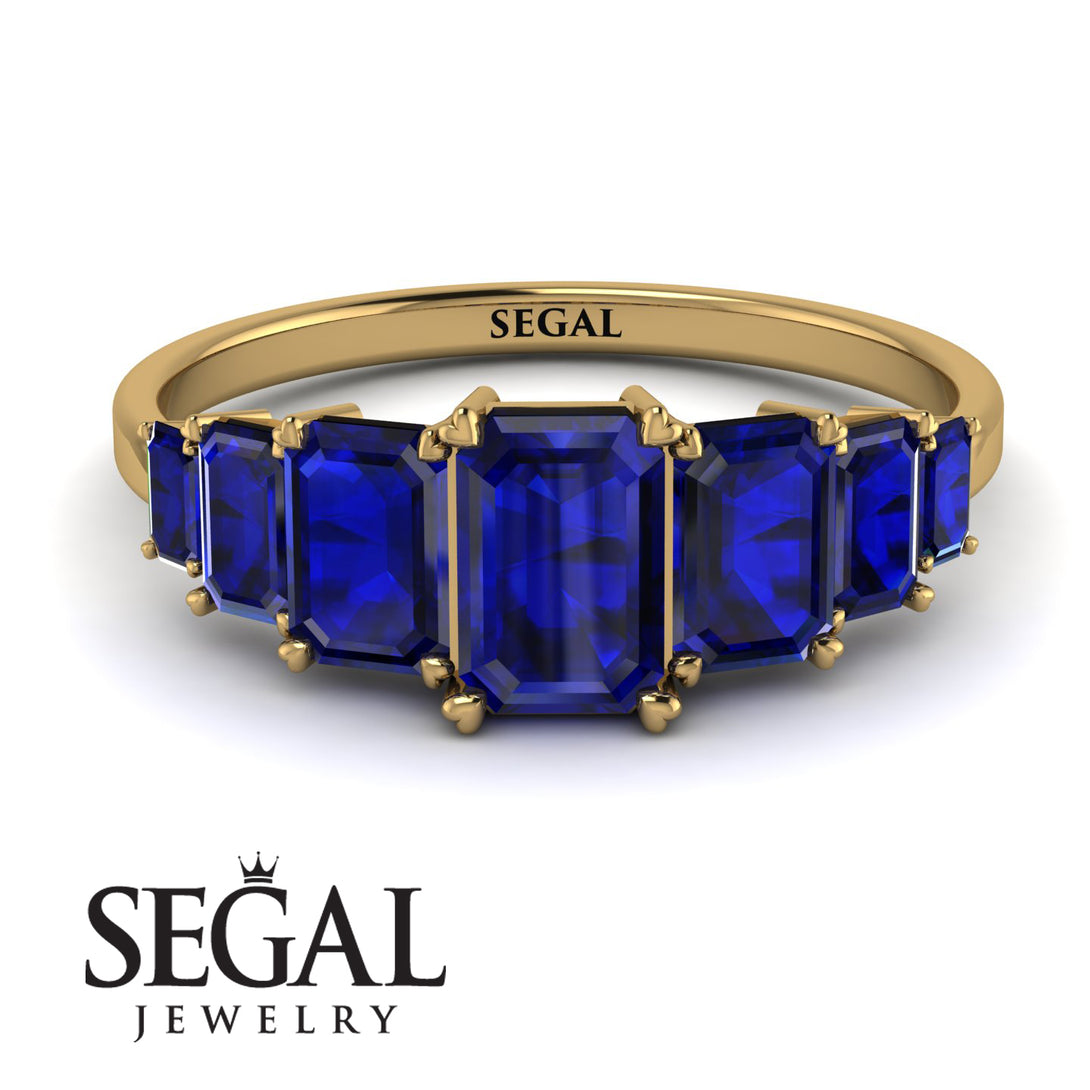 Emerald Cut Sapphire Geometrical Ring - Briella No. 73