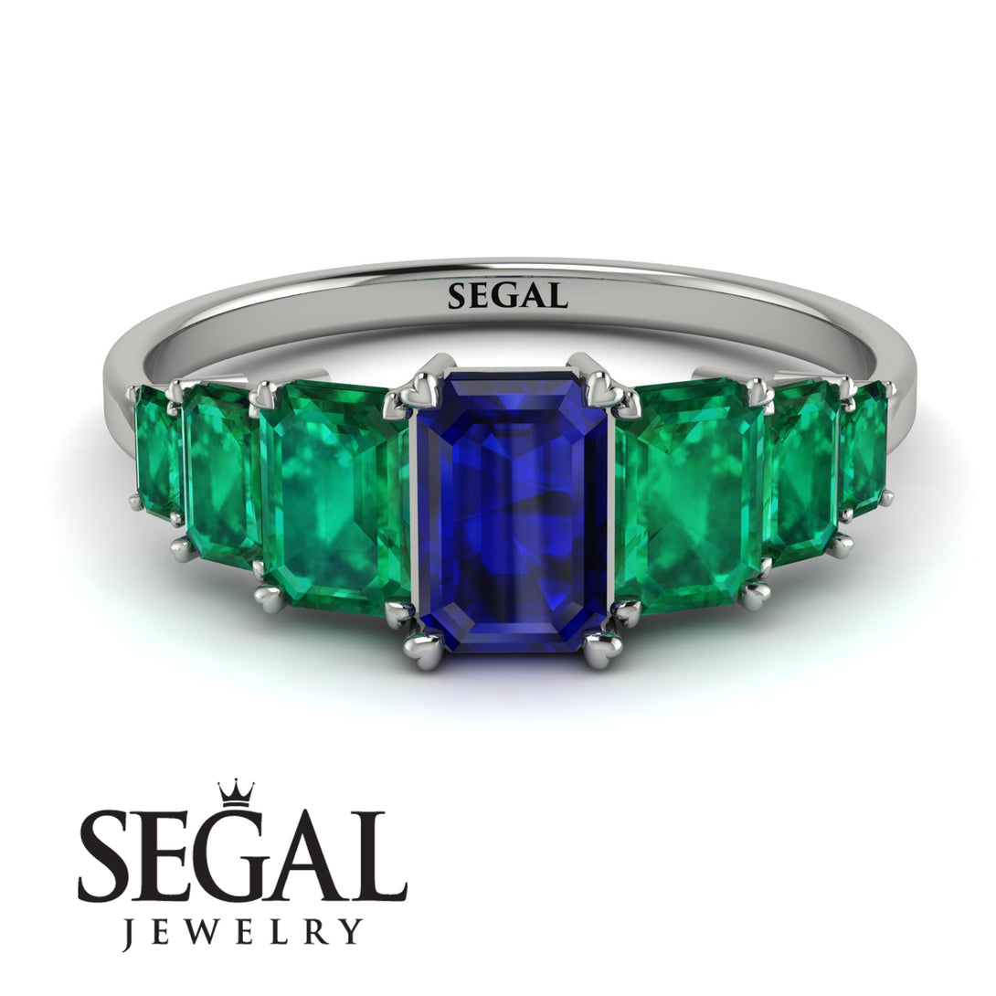 Emerald Cut Sapphire Geometrical Ring - Briella No. 30