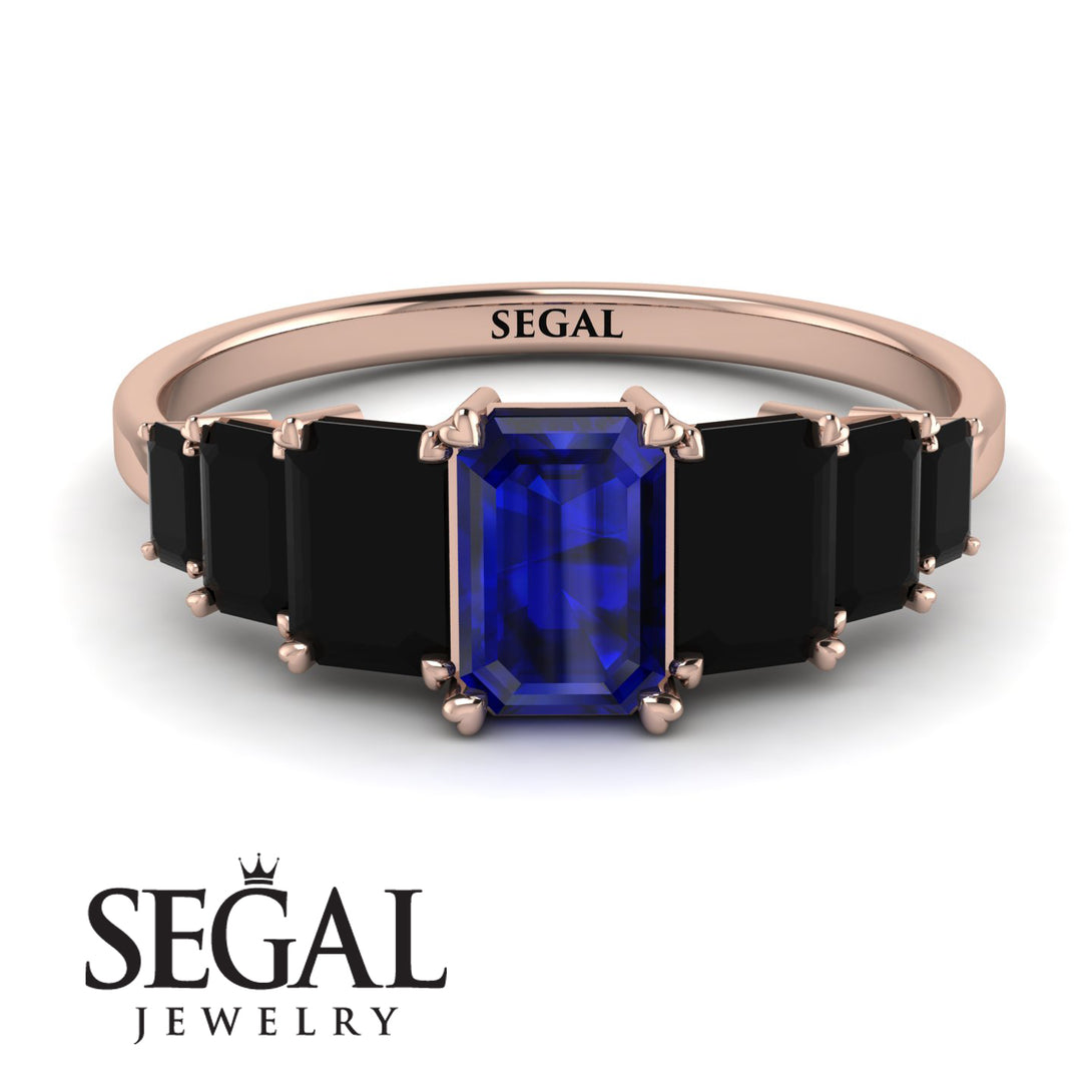 Emerald Cut Sapphire Geometrical Ring - Briella No. 44