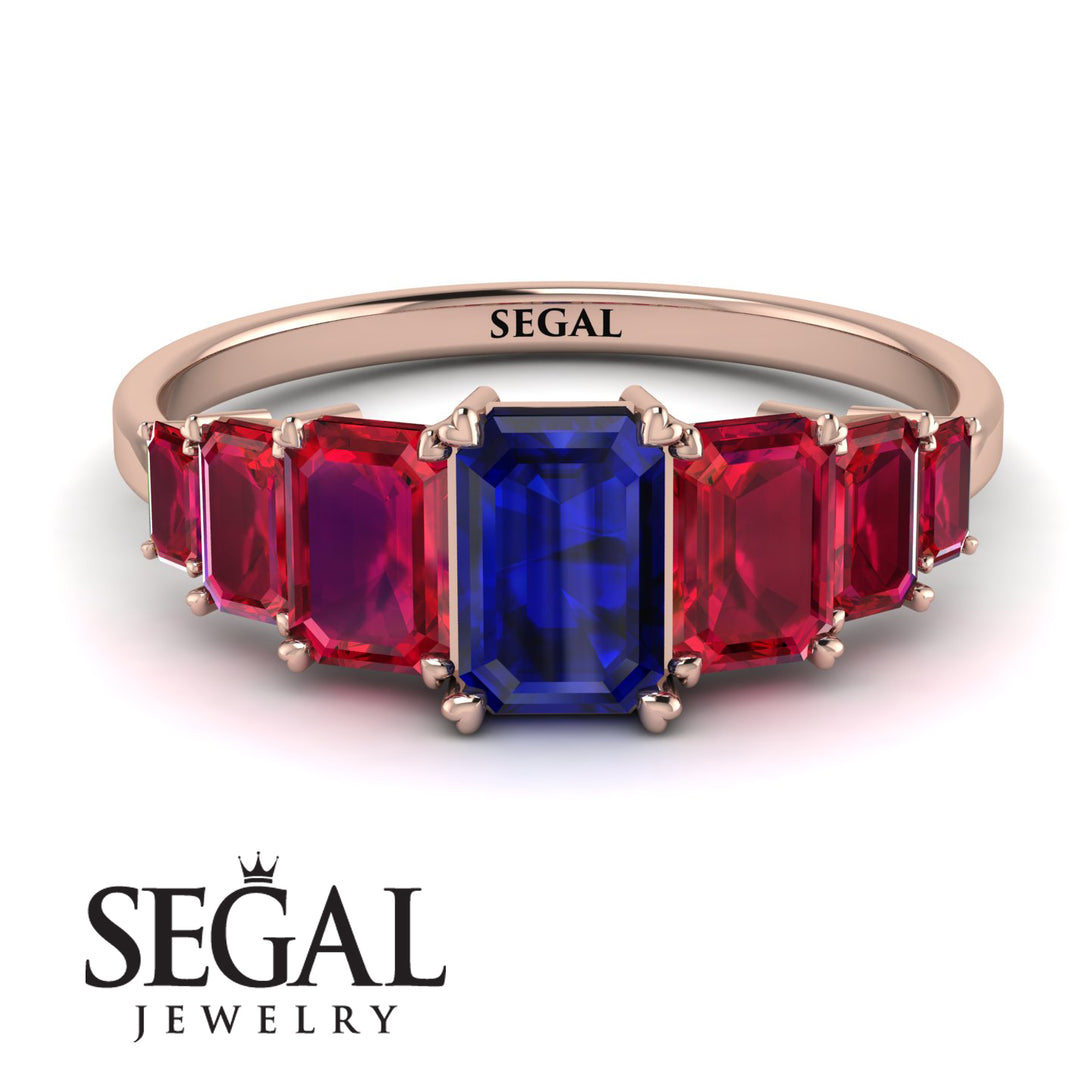 Emerald Cut Sapphire Geometrical Ring - Briella No. 59