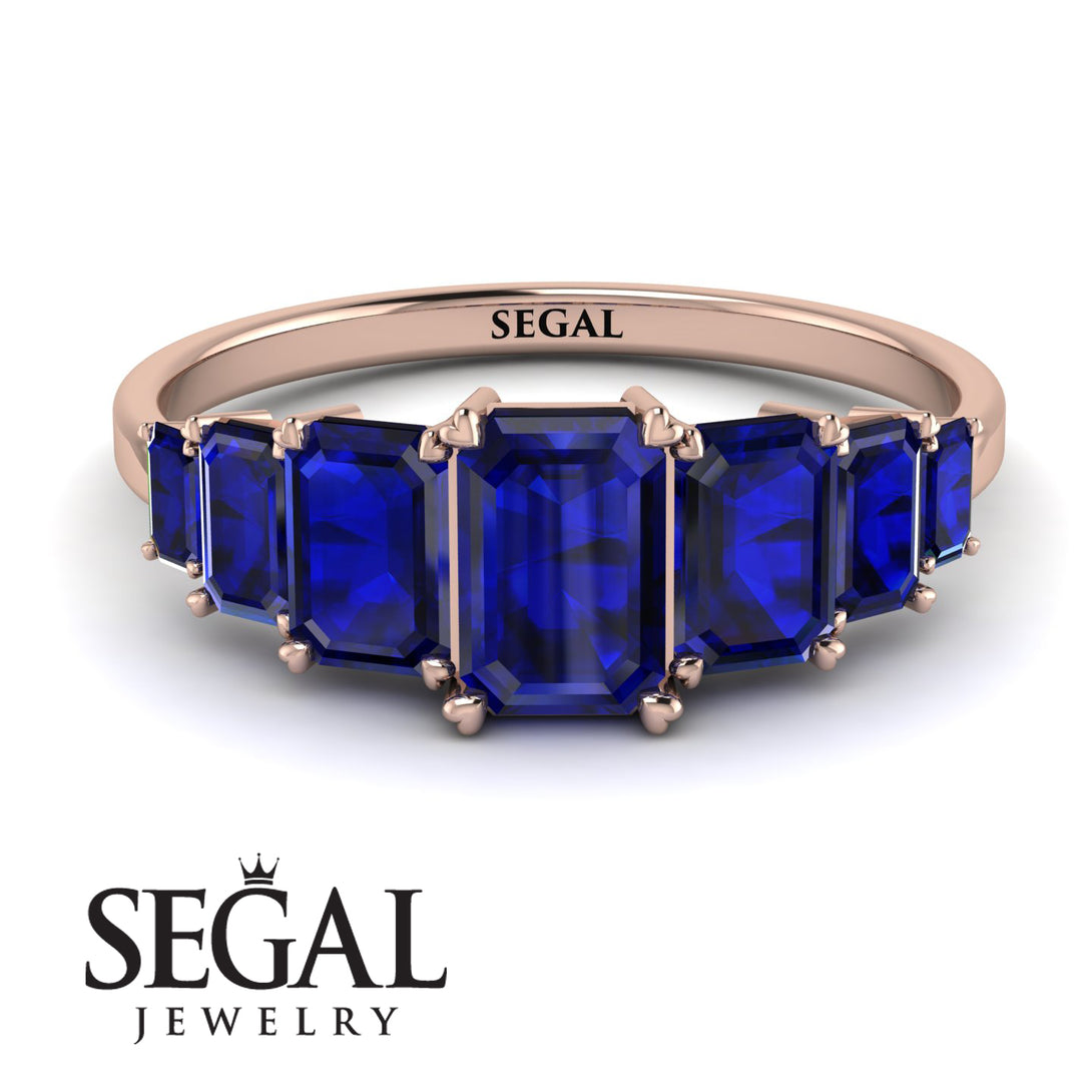 Emerald Cut Sapphire Geometrical Ring - Briella No. 74