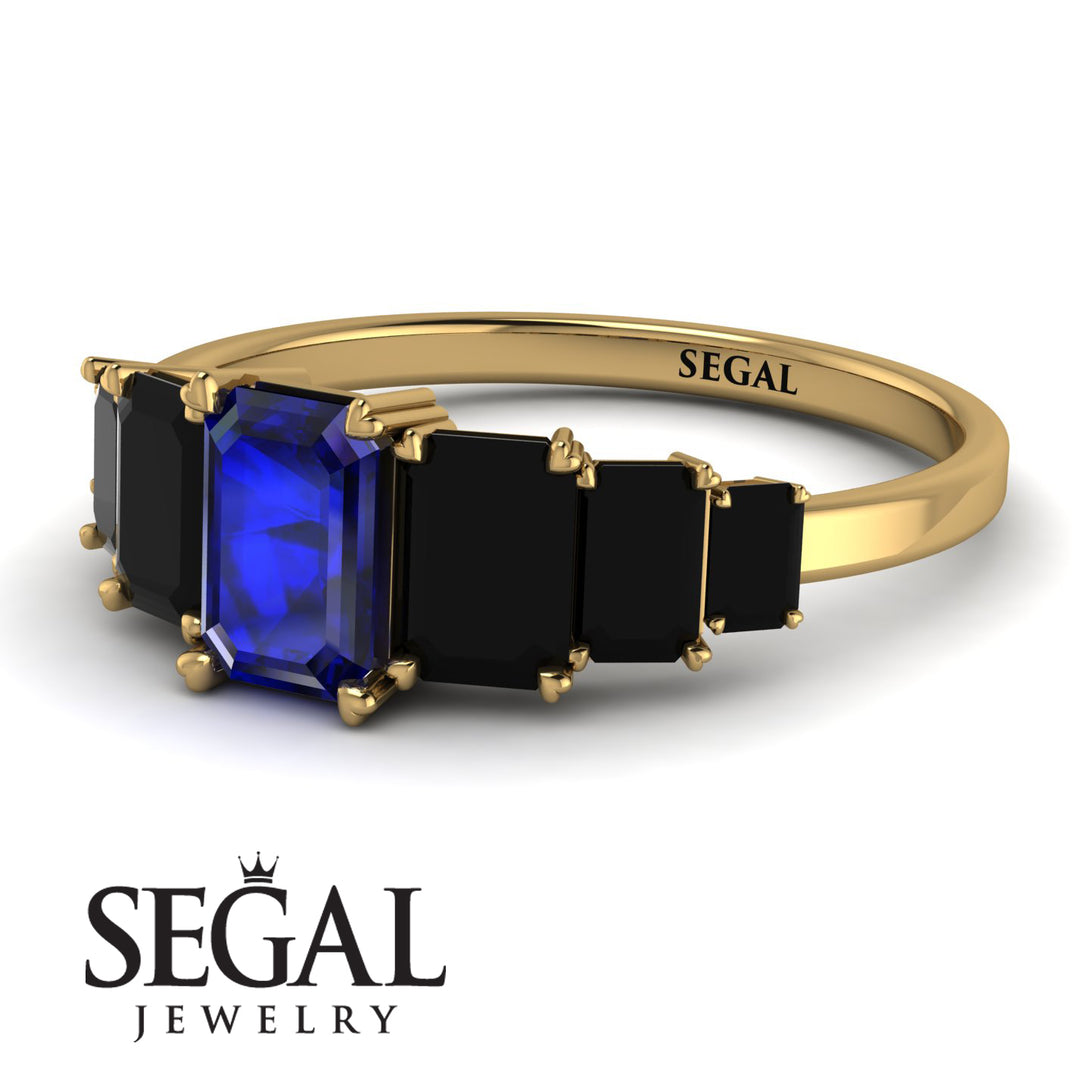 Emerald Cut Sapphire Geometrical Ring - Briella No. 43