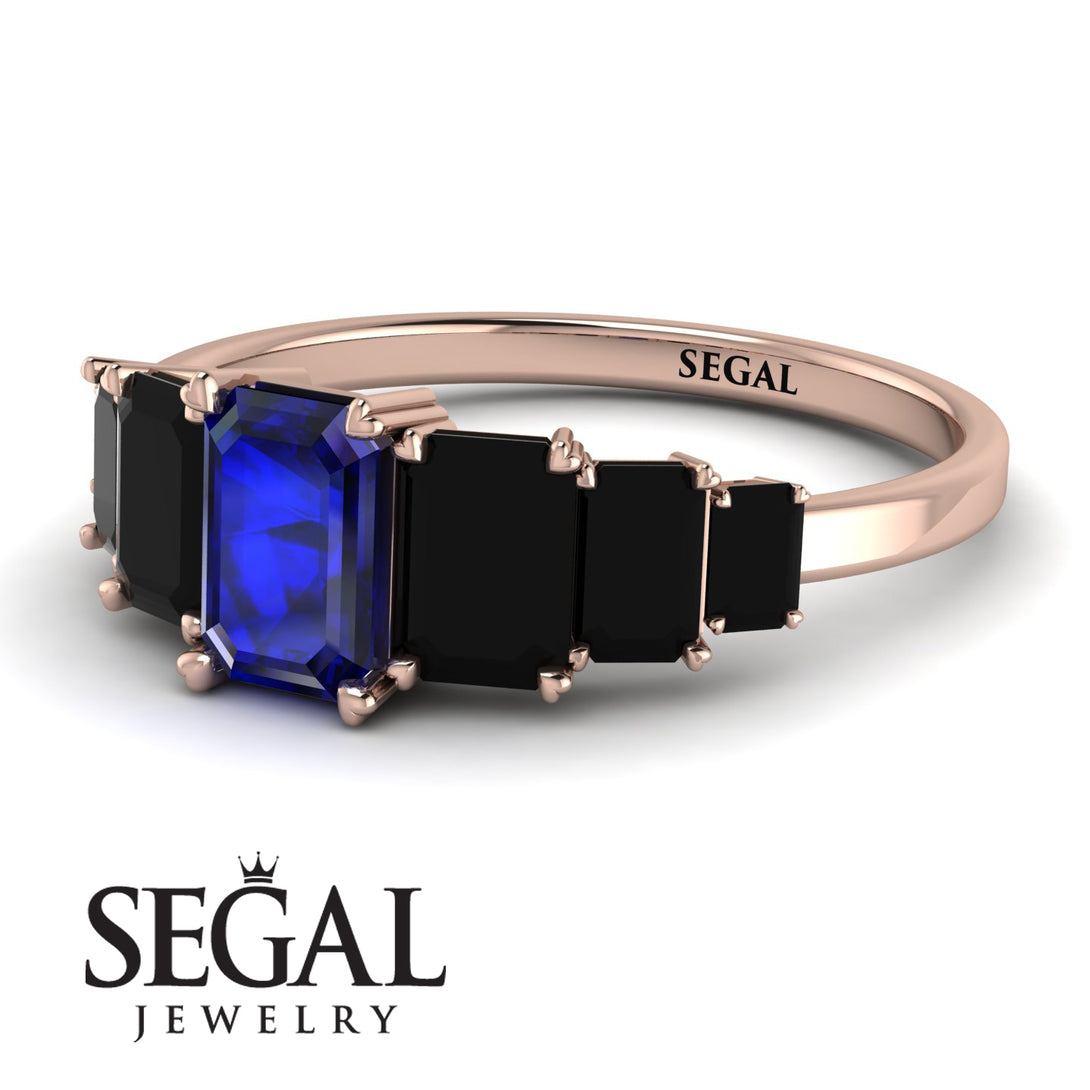 Emerald Cut Sapphire Geometrical Ring - Briella No. 44