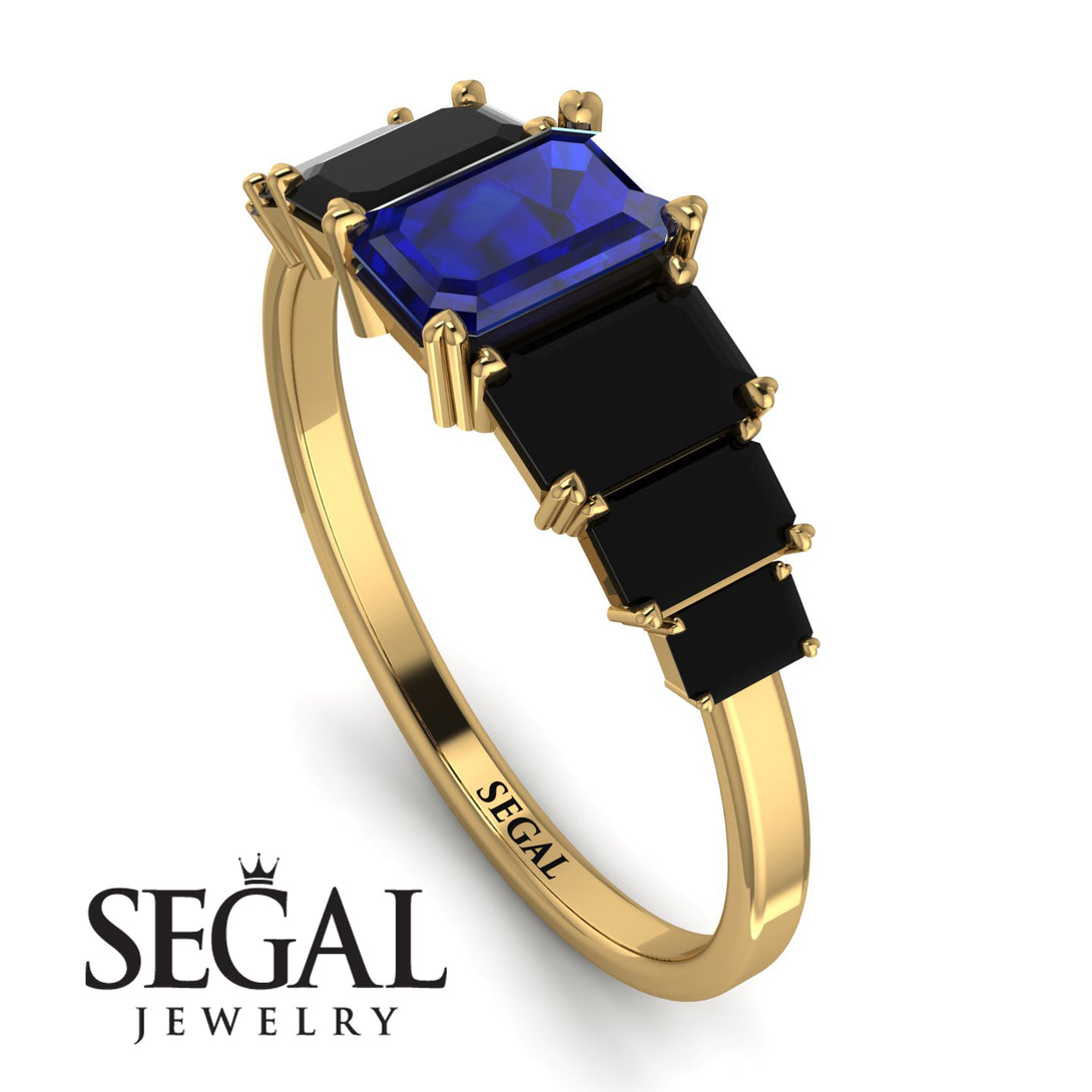 Emerald Cut Sapphire Geometrical Ring - Briella No. 43