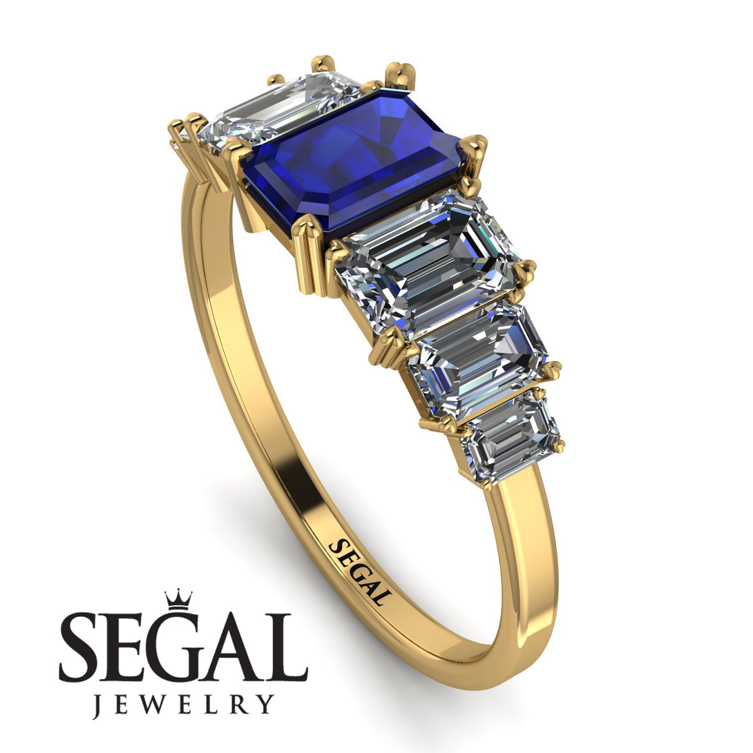 Emerald Cut Sapphire Geometrical Ring - Briella No. 13