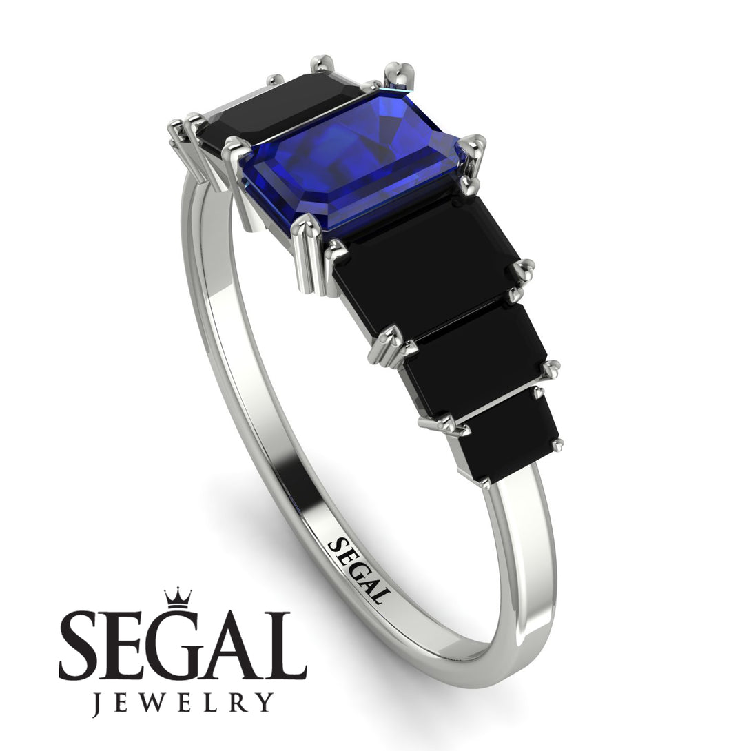 Emerald Cut Sapphire Geometrical Ring - Briella No. 45
