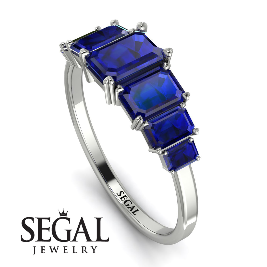 Emerald Cut Sapphire Geometrical Ring - Briella No. 75