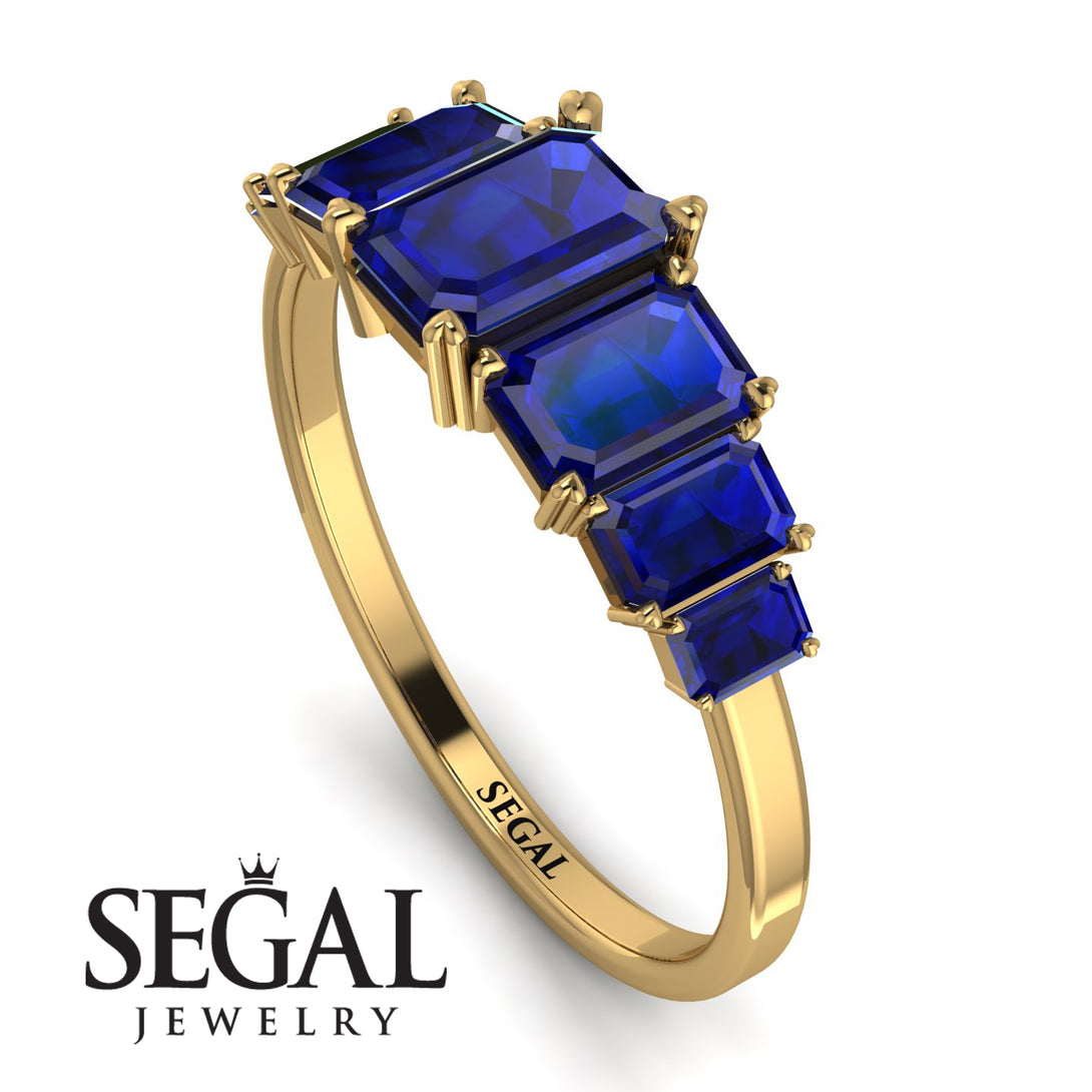 Emerald Cut Sapphire Geometrical Ring - Briella No. 73