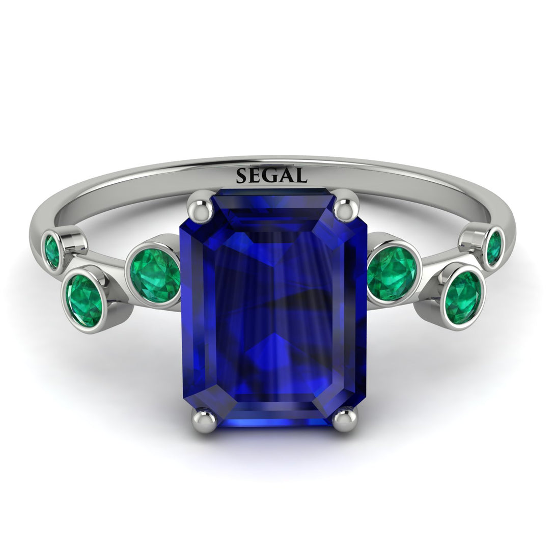 Emerald Cut Sapphire Ring With Bezel - Alina No. 30