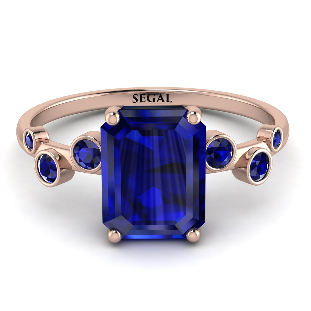 Emerald Cut Sapphire Ring With Bezel - Alina No. 74