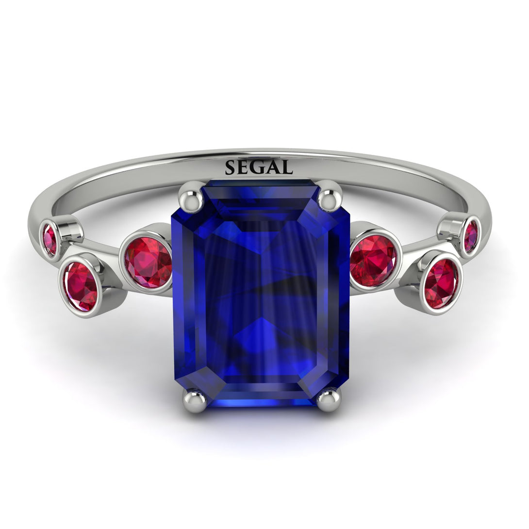 Emerald Cut Sapphire Ring With Bezel - Alina No. 60