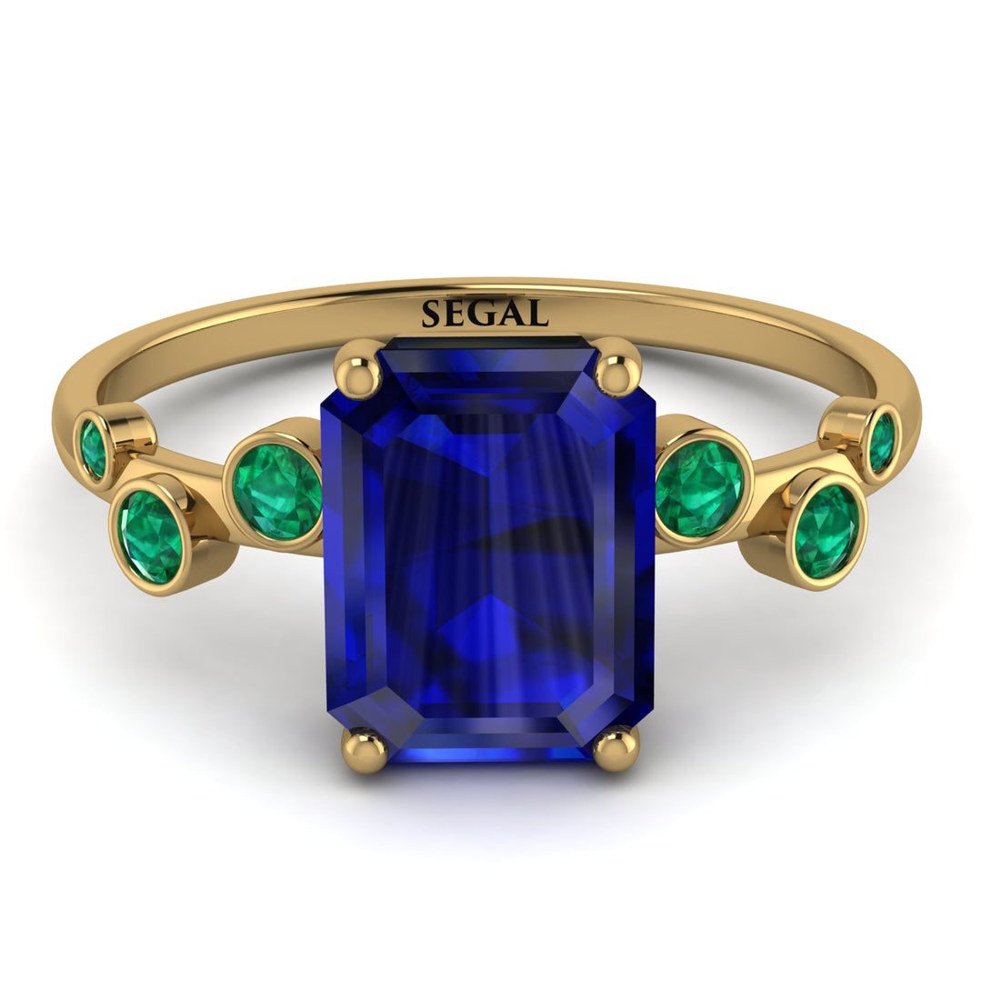 Emerald Cut Sapphire Ring With Bezel - Alina No. 28