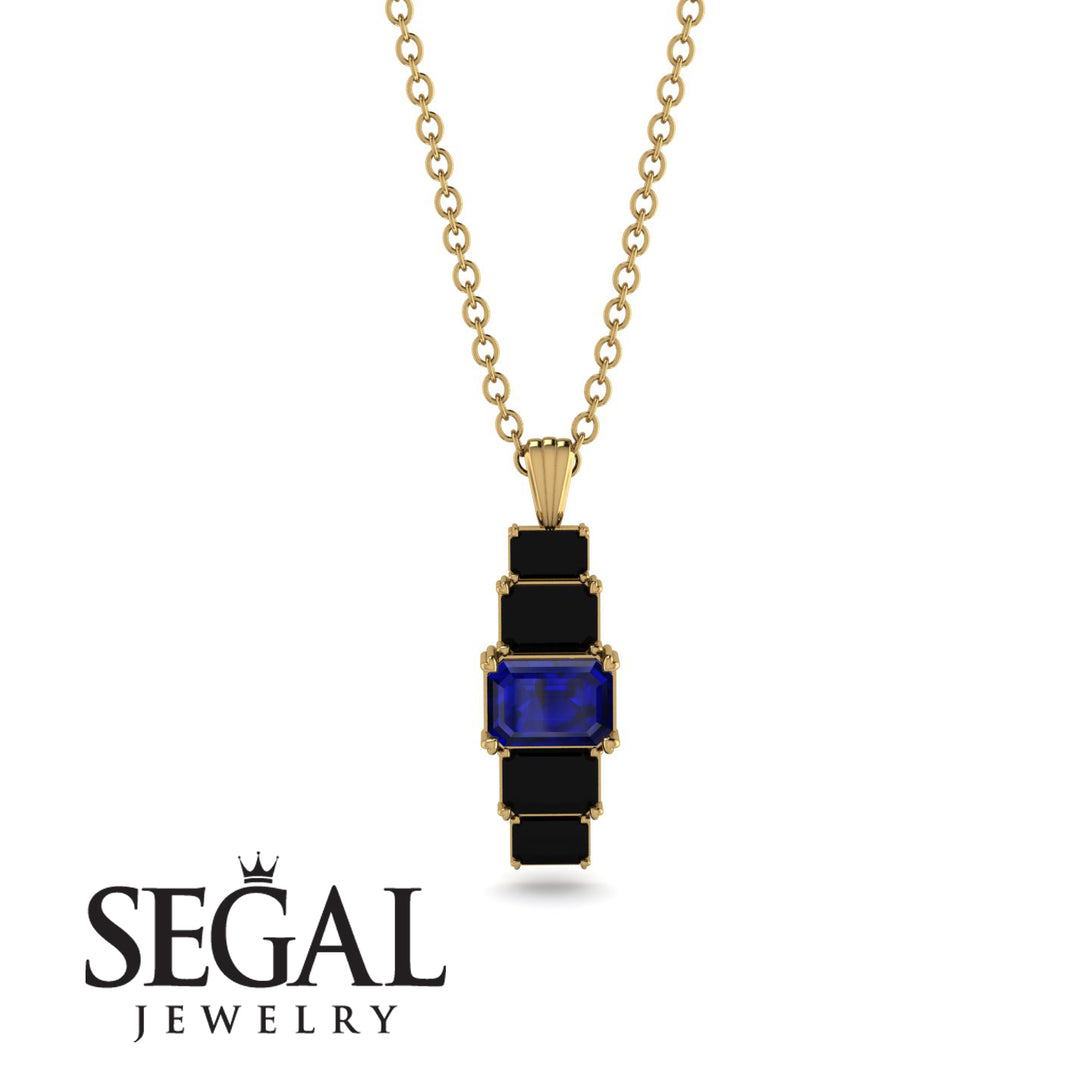 Emerald Cut Sapphire Stairs Necklace - Briella No. 43