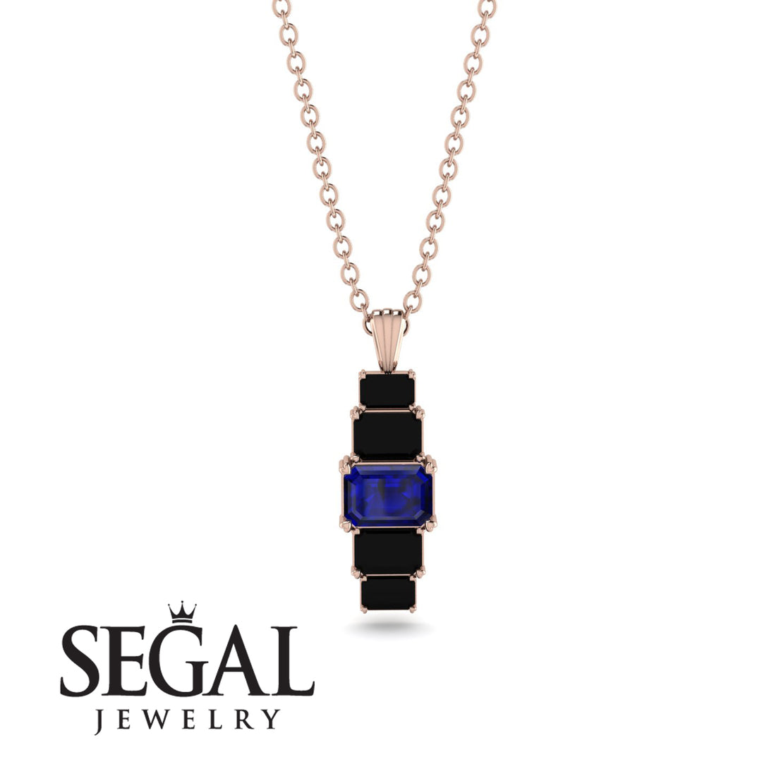 Emerald Cut Sapphire Stairs Necklace - Briella No. 44