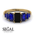 Emerald Cut Black Diamond Geometrical Ring - Briella No. 67