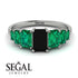 Emerald Cut Black Diamond Geometrical Ring - Briella No. 24