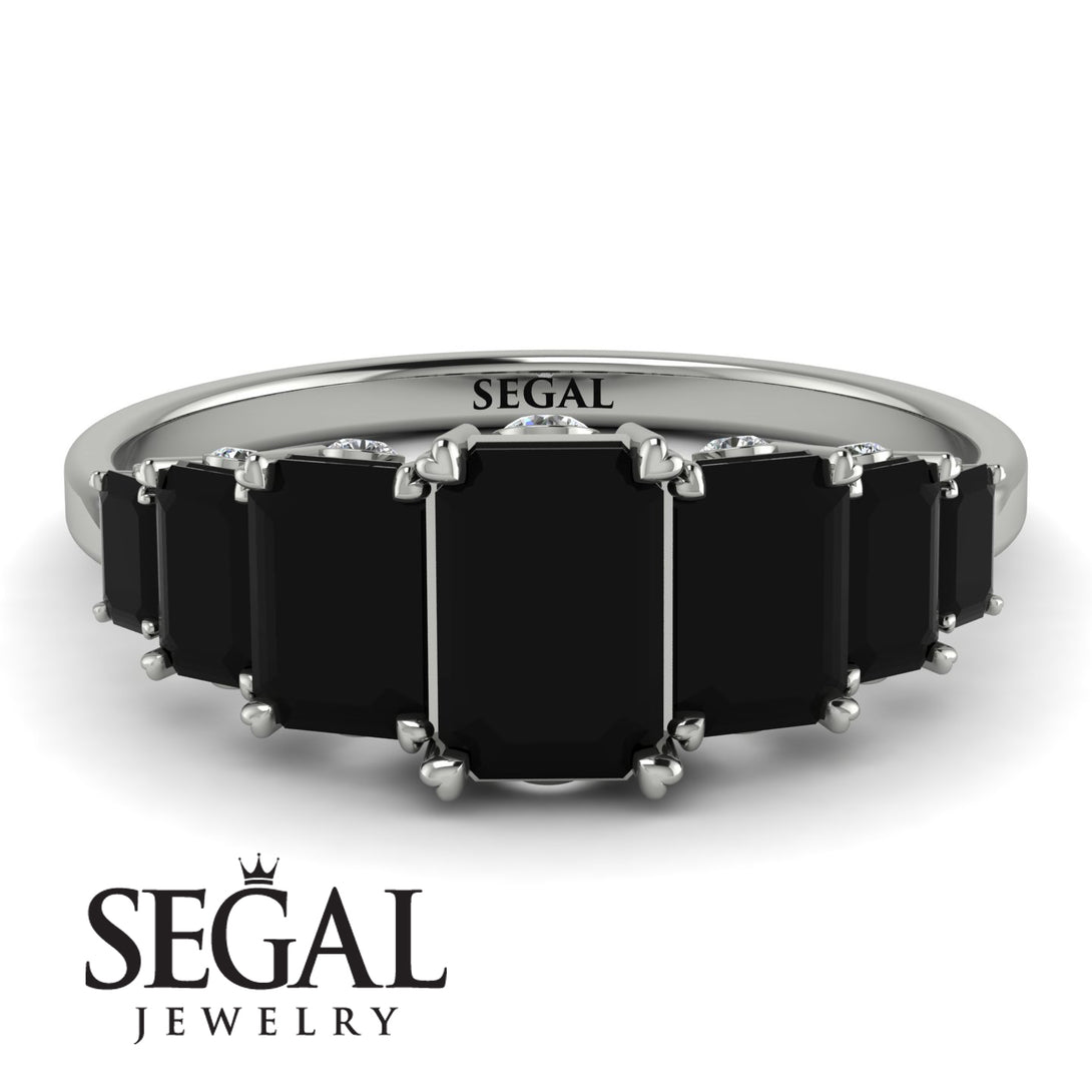 Emerald Cut Black Diamond Ring With Hidden Black Diamonds - Brynlee No. 9