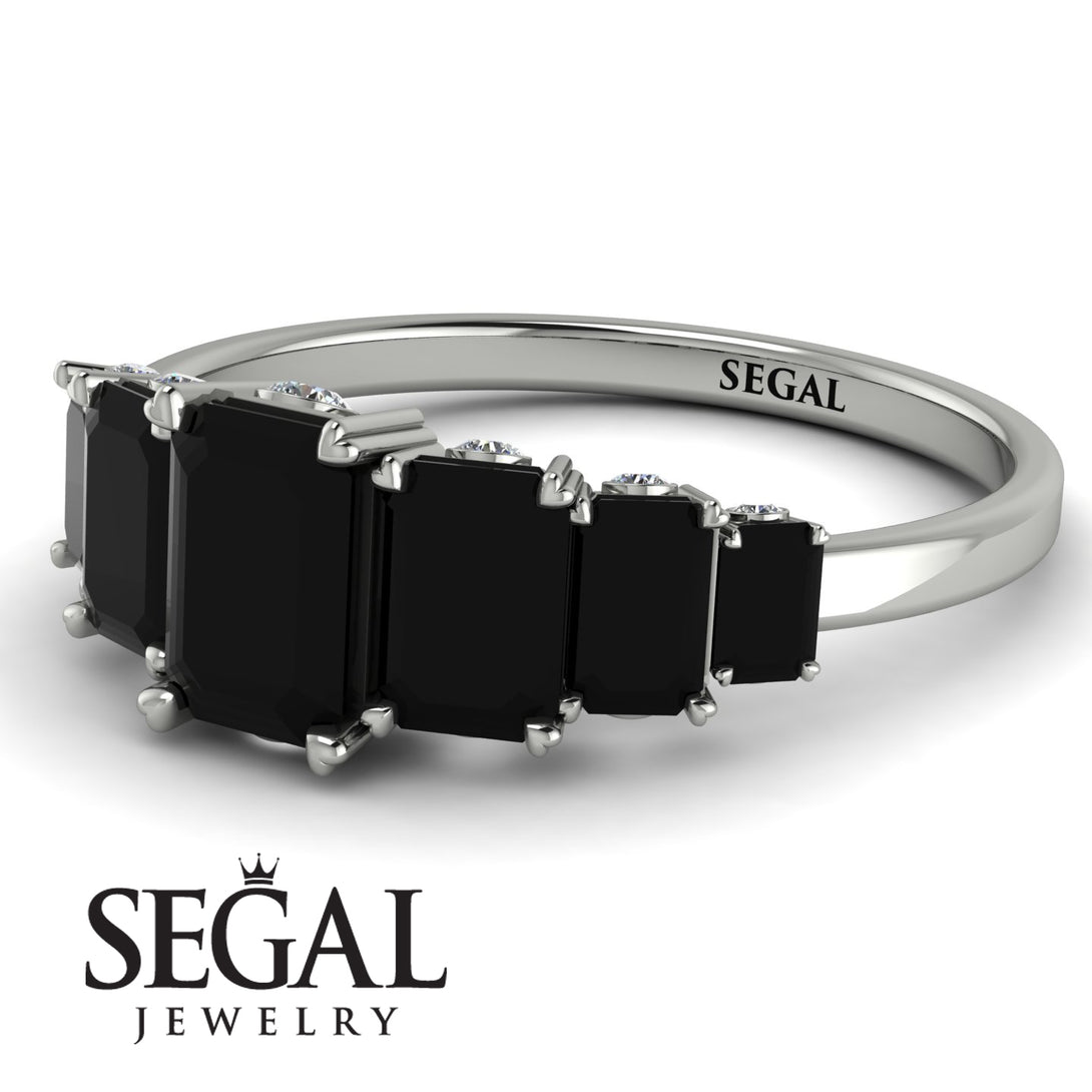 Emerald Cut Black Diamond Ring With Hidden Black Diamonds - Brynlee No. 9