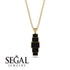 Emerald Cut Black Diamond Stairs Necklace - Briella No. 37