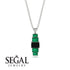 Emerald Cut Black Diamond Stairs Necklace - Briella No. 24