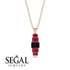 Emerald Cut Black Diamond Stairs Necklace - Briella No. 53
