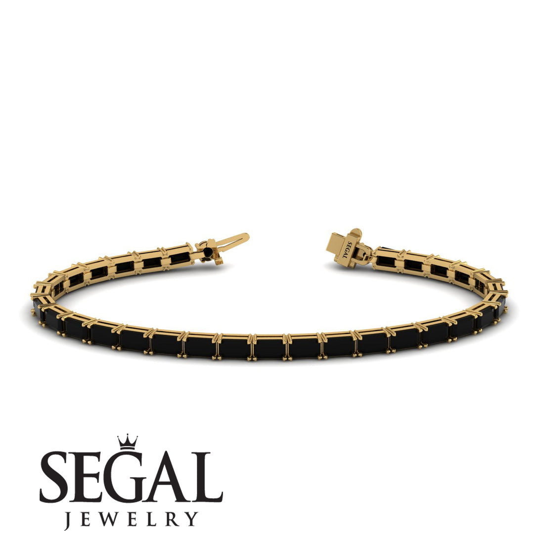 Emerald Cut Black Diamond Tennis Bracelet - Rachel No. 7