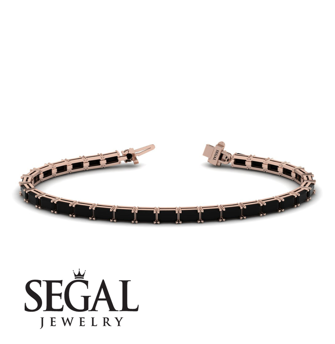 Emerald Cut Black Diamond Tennis Bracelet - Rachel No. 8