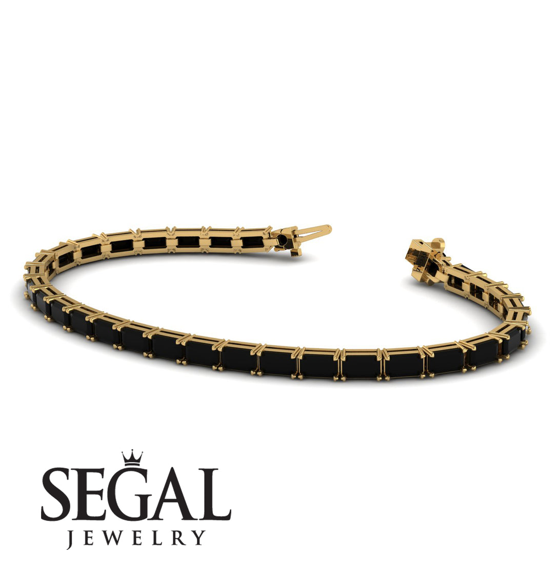 Emerald Cut Black Diamond Tennis Bracelet - Rachel No. 7
