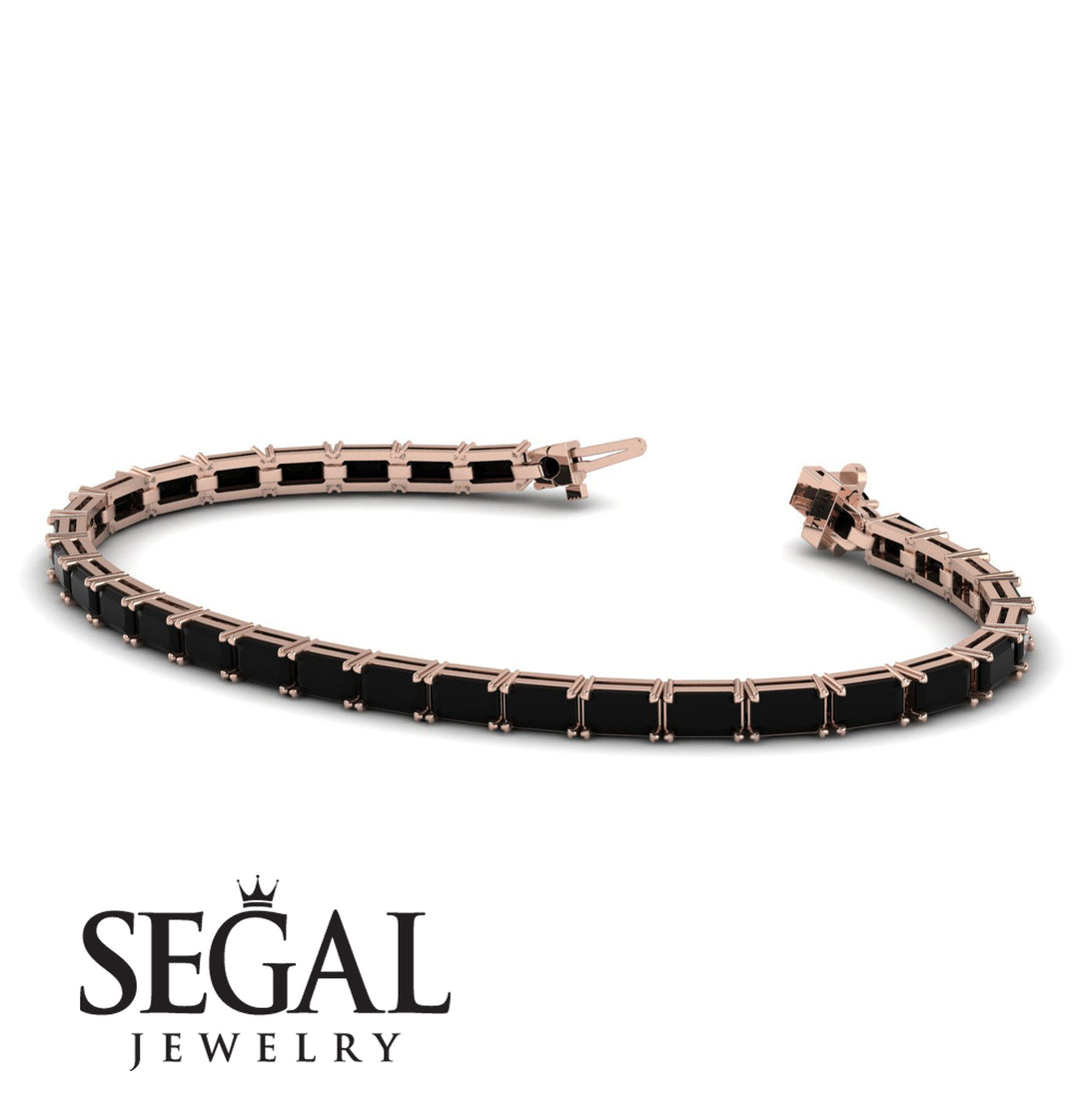 Emerald Cut Black Diamond Tennis Bracelet - Rachel No. 8