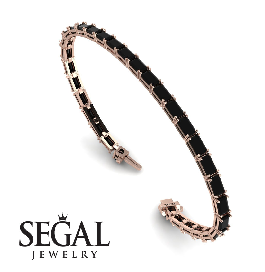 Emerald Cut Black Diamond Tennis Bracelet - Rachel No. 8
