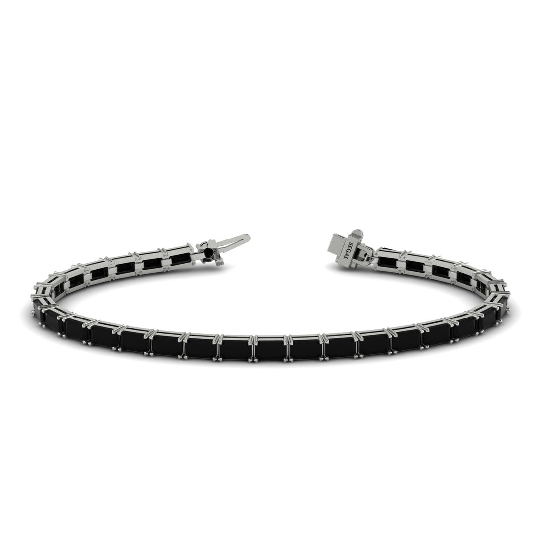 Emerald Cut Black Diamond Tennis Bracelet - Rachel No. 9