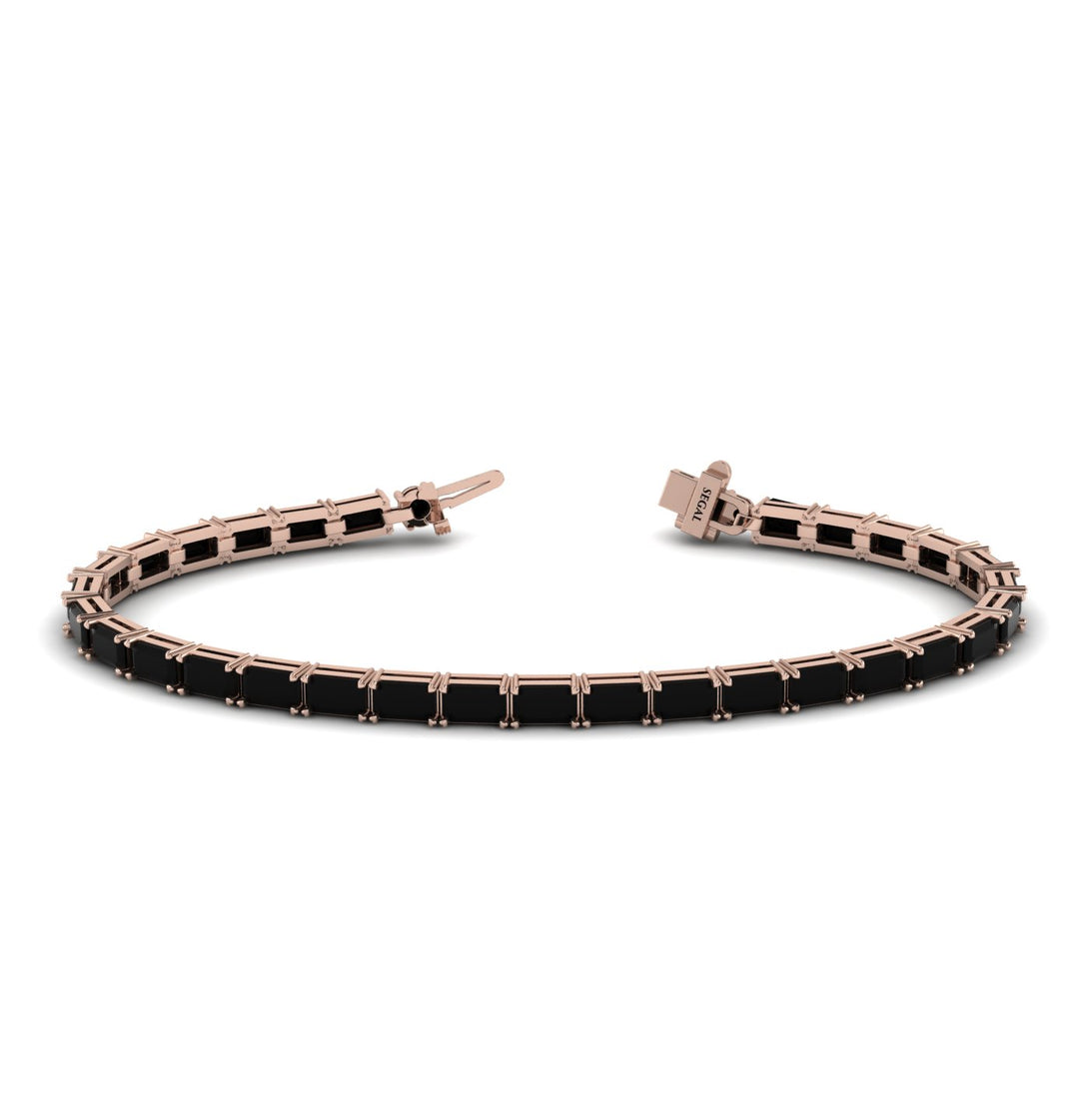 Emerald Cut Black Diamond Tennis Bracelet - Rachel No. 8
