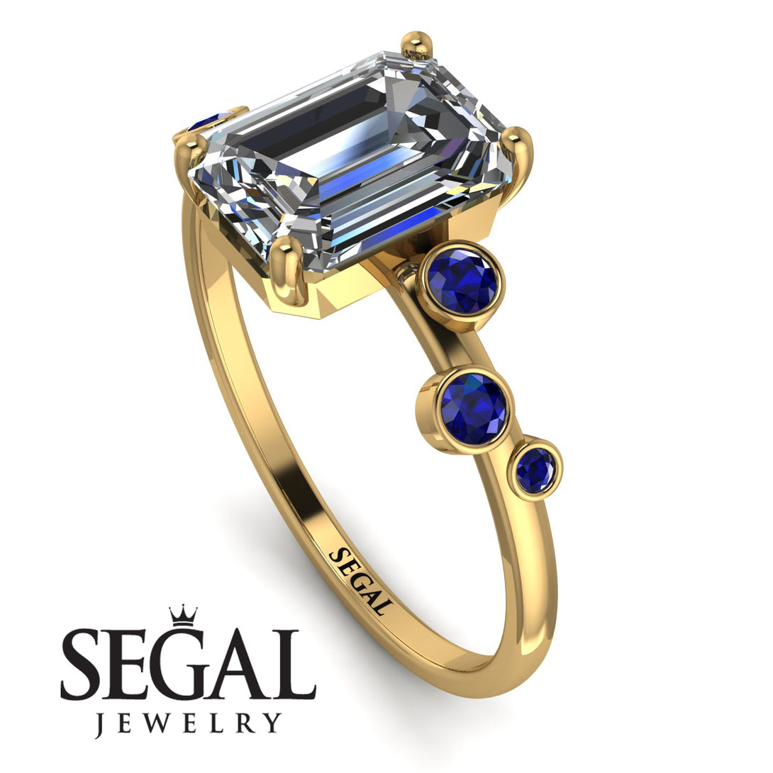 Emerald Cut Diamond Ring With Bezel - Alina No. 61
