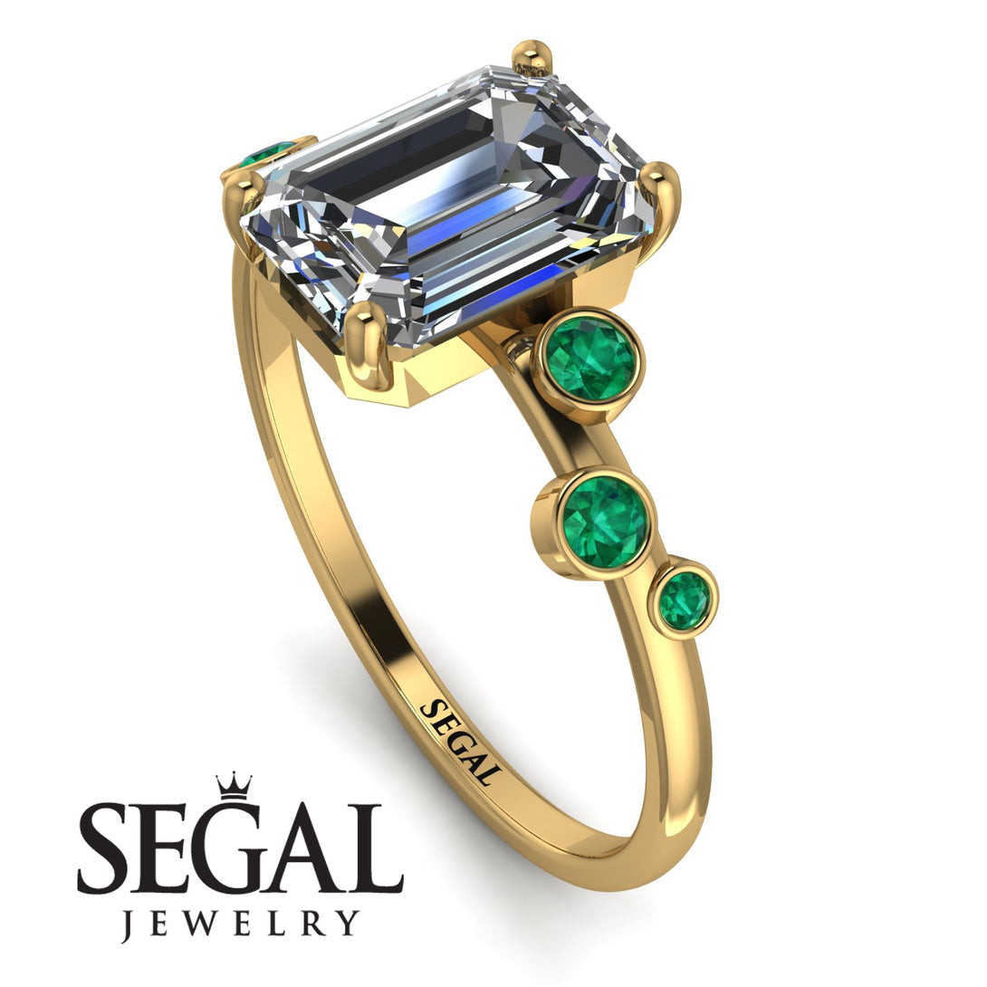 Emerald Cut Diamond Ring With Bezel - Alina No. 16