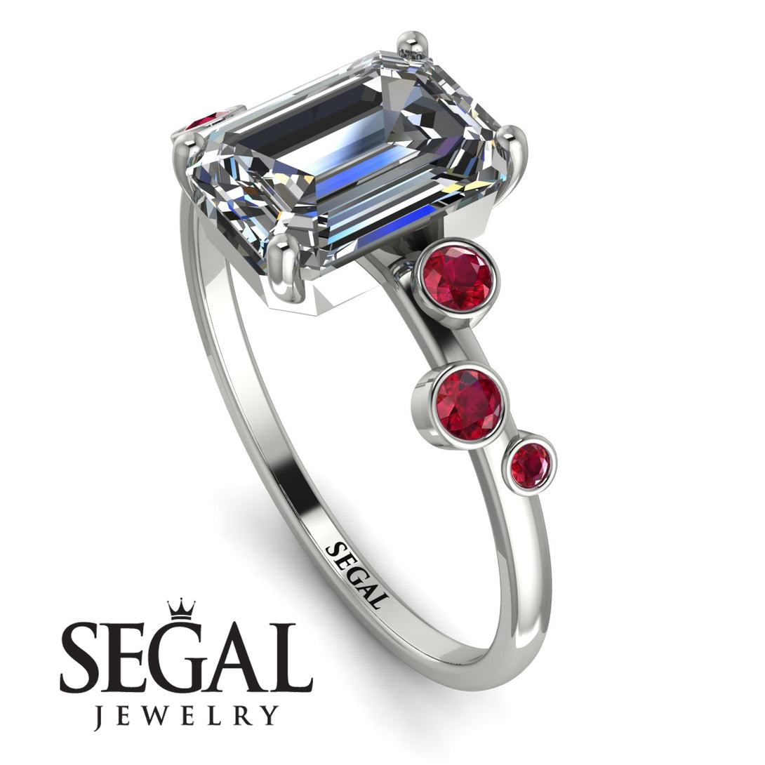 Emerald Cut Diamond Ring With Bezel - Alina No. 48