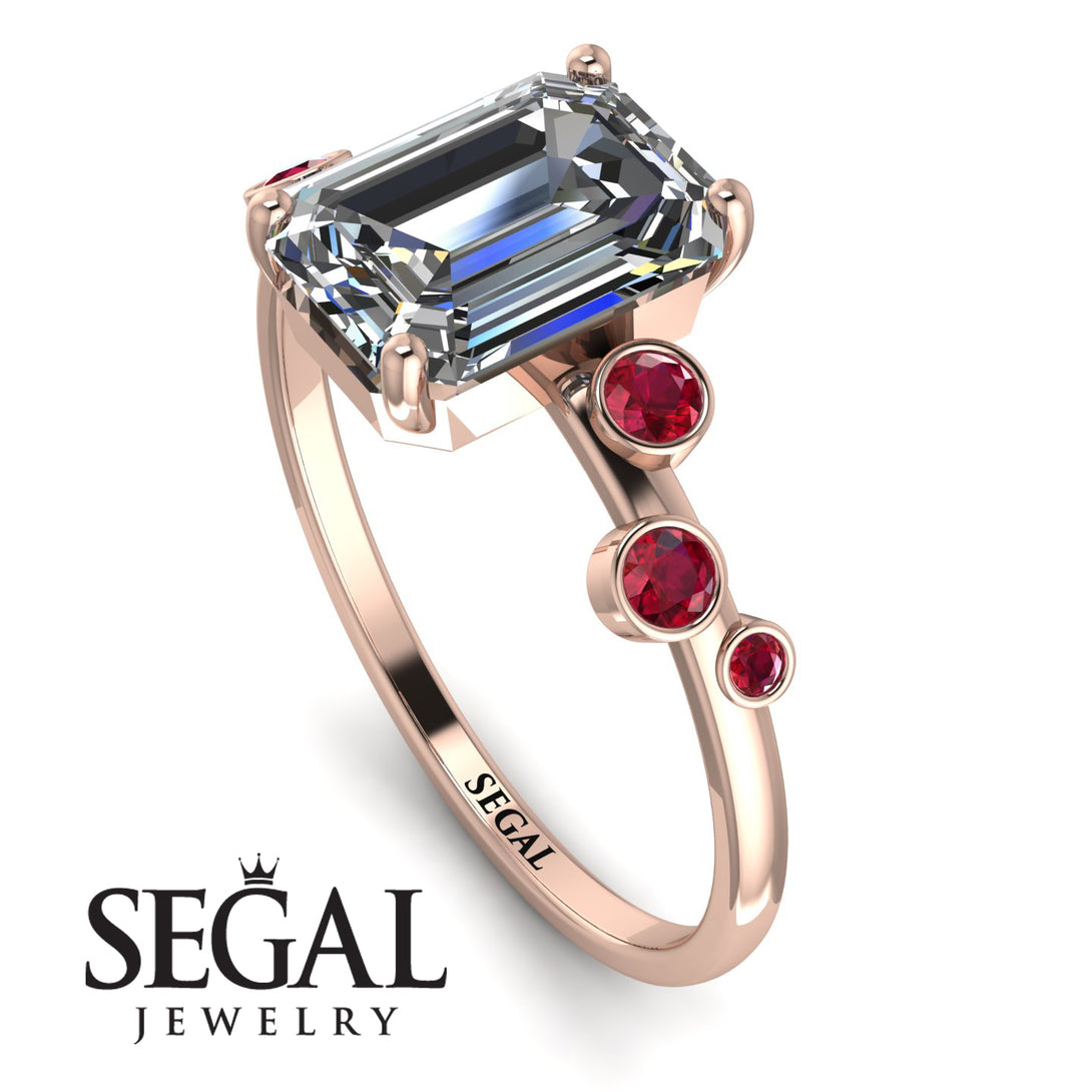 Emerald Cut Diamond Ring With Bezel - Alina No. 47