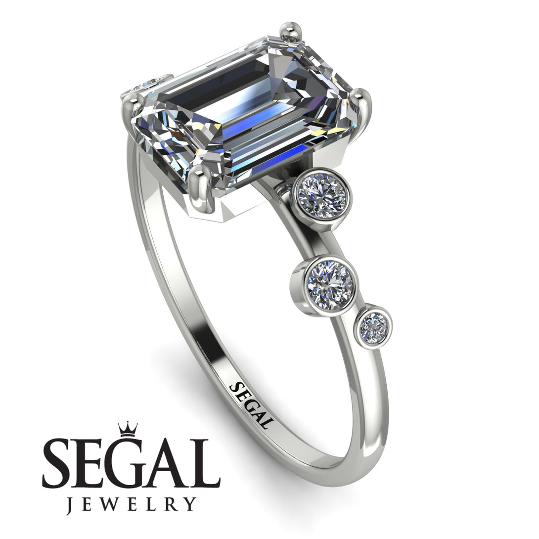 Emerald Cut Diamond Ring With Bezel - Alina No. 3