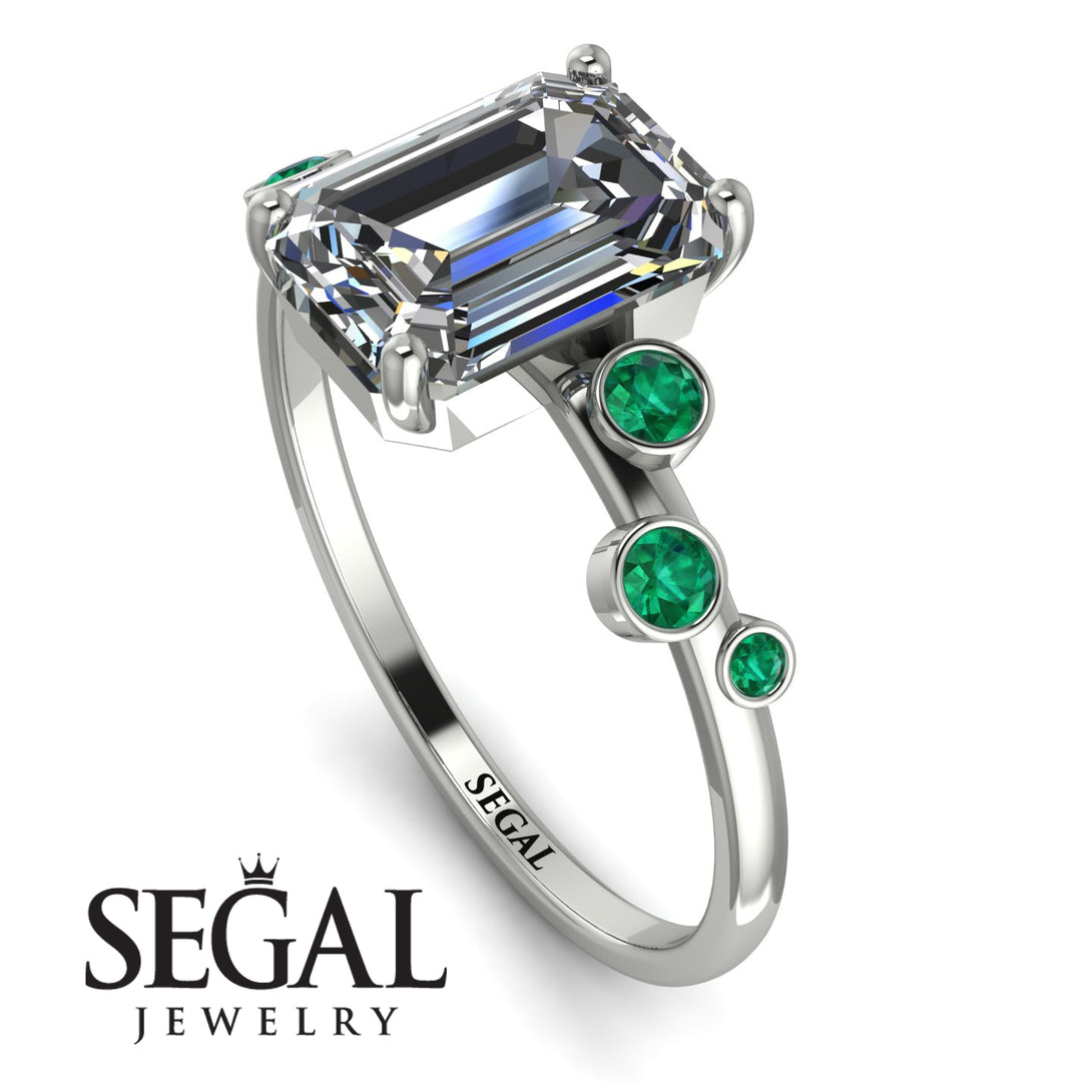 Emerald Cut Diamond Ring With Bezel - Alina No. 18