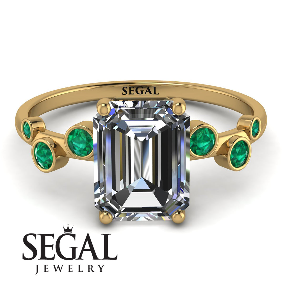 Emerald Cut Diamond Ring With Bezel - Alina No. 16