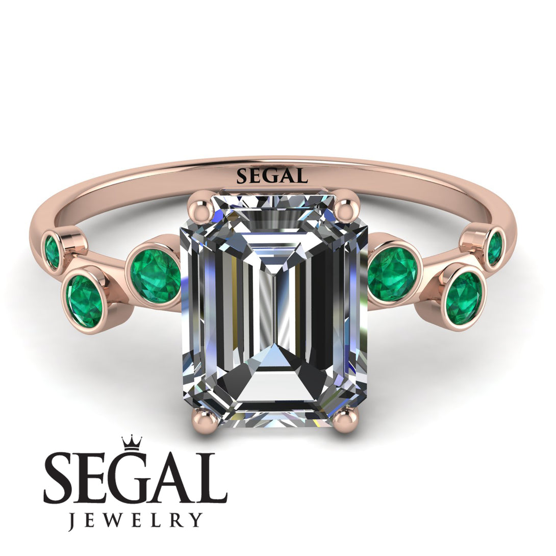 Emerald Cut Diamond Ring With Bezel - Alina No. 17